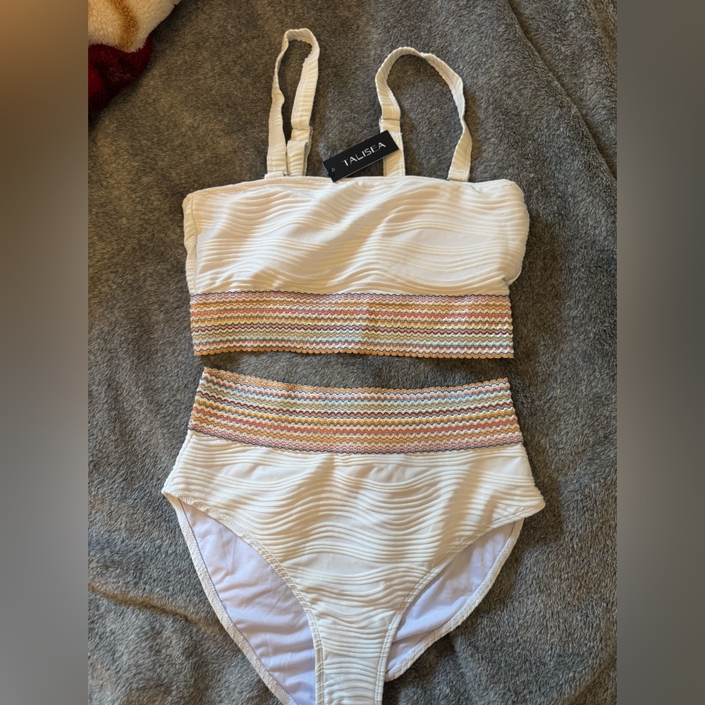 White and Tan Bikini Set